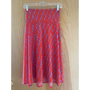 Periwinkle/Orange-Red LulaRoe Azure skirt.  Size XS